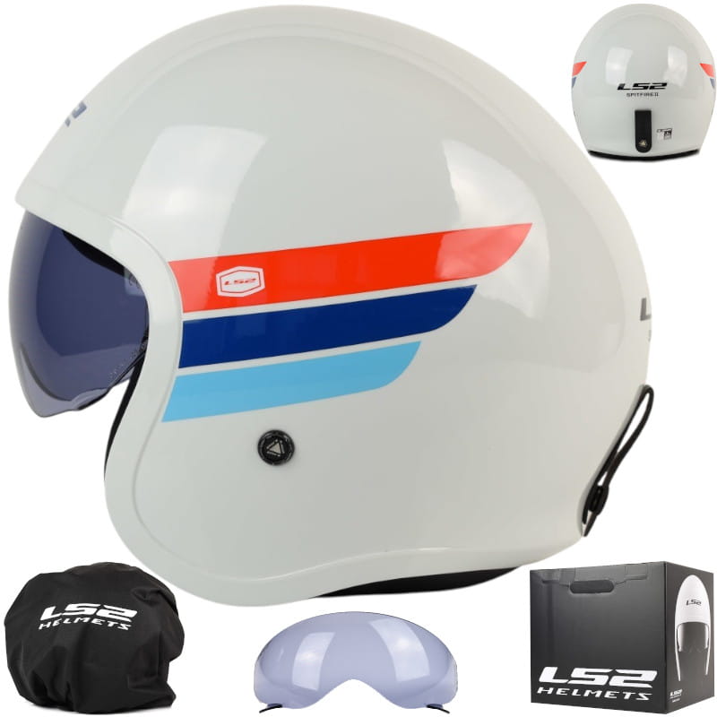 Kask LS2 OF599 Spitfire II Retro Wh.Bl. Red