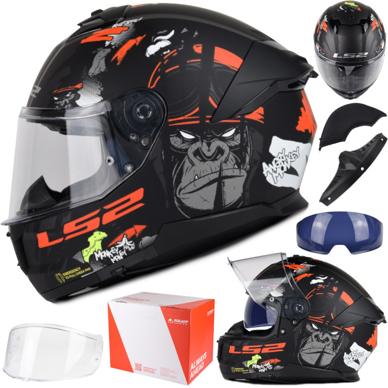Kask LS2 FF808 Stream II Angry Monkey B.Red